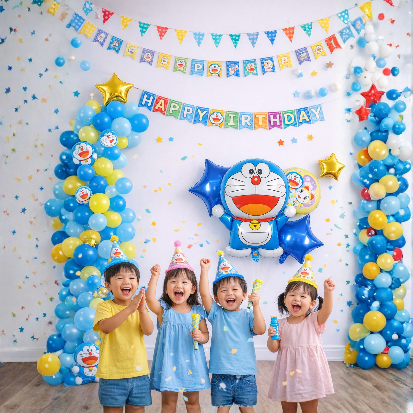 Doraemon Theme 5pcs Birthday Foil Balloons