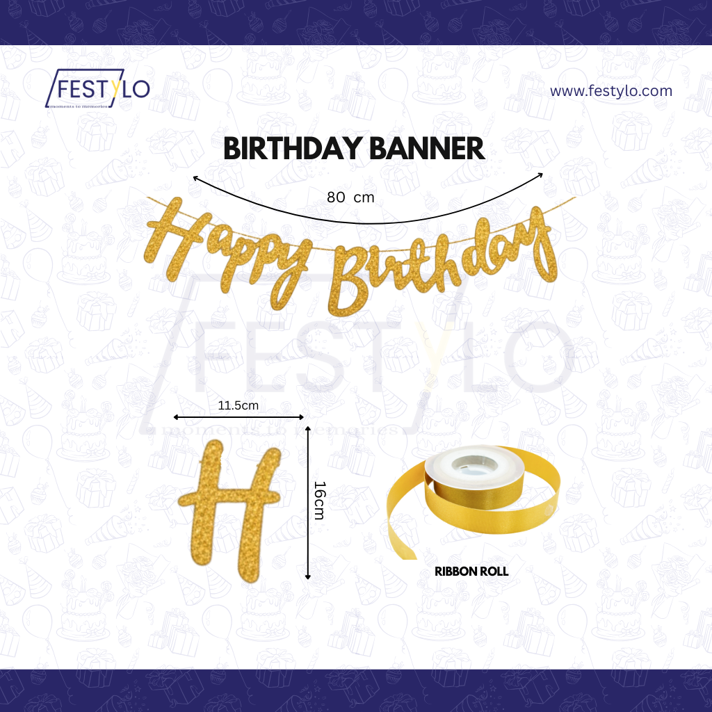Black Gold Birthday Decoration Combo (25 pcs)