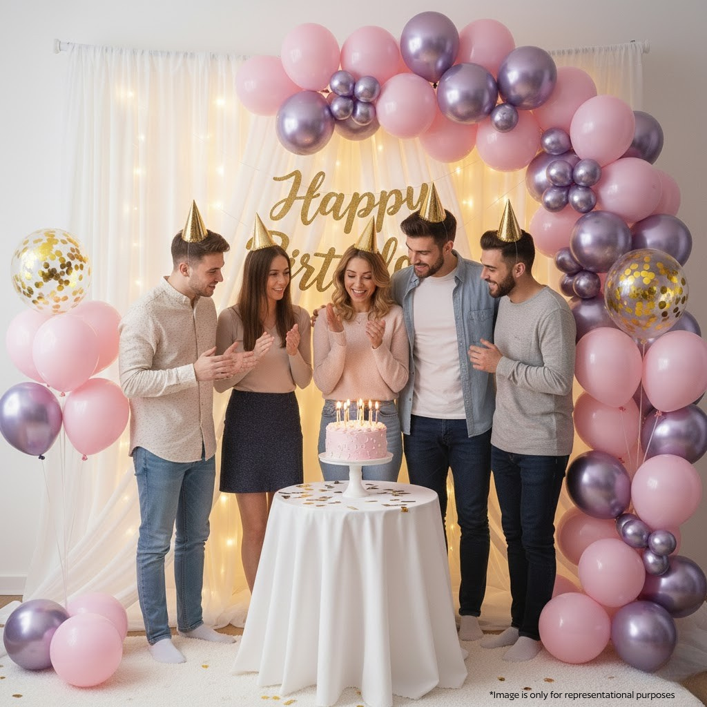 Pink Purple Birthday Decoration Combo – 67 Pcs
