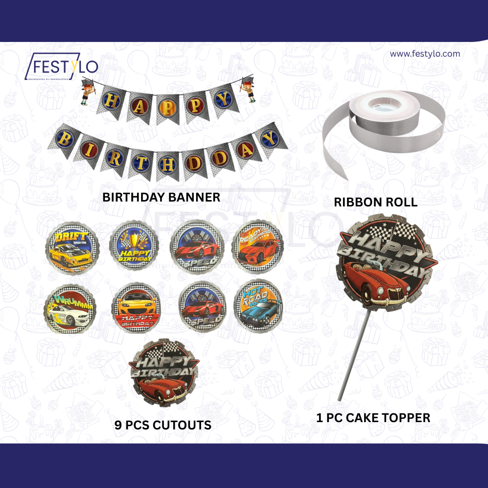 Racing Theme Birthday Decoration Set (12 pcs)