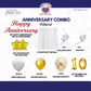 10th Anniversary Combo Decoration Kit (53 Pcs) – White & Gold Theme with Curtain