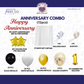 1st Anniversary Combo Decoration Kit (72 Pcs) – Black, White & Gold Theme with Curtain