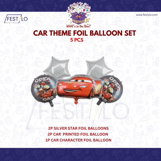 Car Theme Birthday 5 pcs Foil Balloons