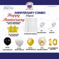 10th Anniversary Combo Decoration Kit (73 Pcs) – Black, White & Gold Theme with Curtain