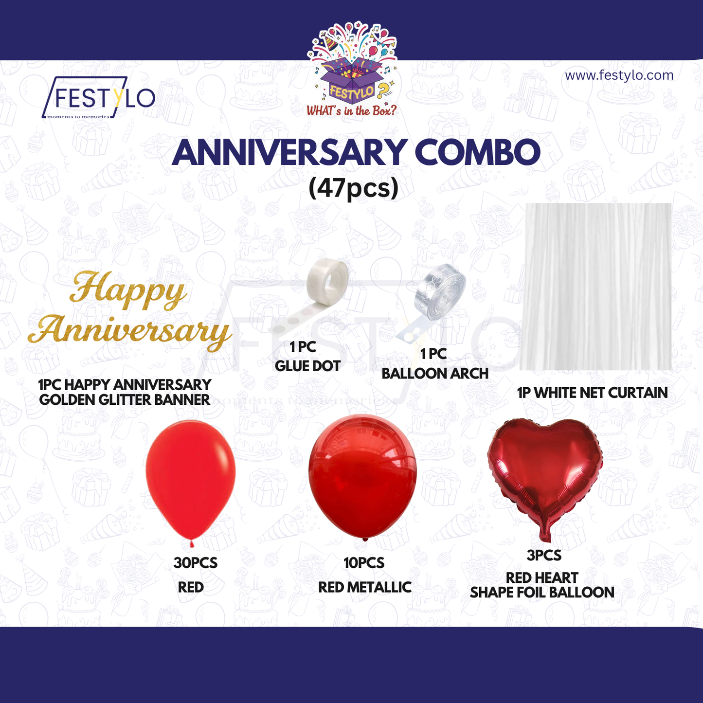 Elegant Anniversary Decoration Kit (47 pcs)