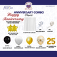 25th Anniversary Decoration Combo Kit (73 Pcs) – Black, White & Gold Theme with Curtain Backdrop