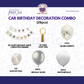 Car Birthday Decoration Combo – 29 Pcs | White & Silver