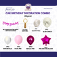 Car Birthday Decoration Combo – 31 Pcs | Pink & White