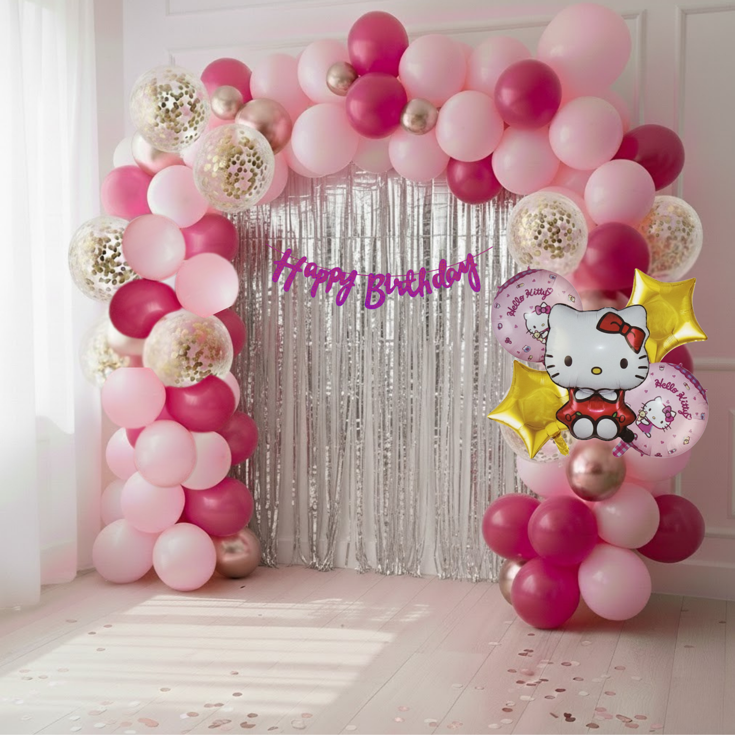 Hello Kitty Birthday Combo (55 pcs) Silver Frills