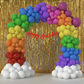 Rainbow Theme Red Banner With Golden Frill Party Combo