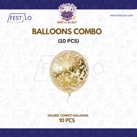 Golden Confetti Party Balloon Pack (10 pcs)