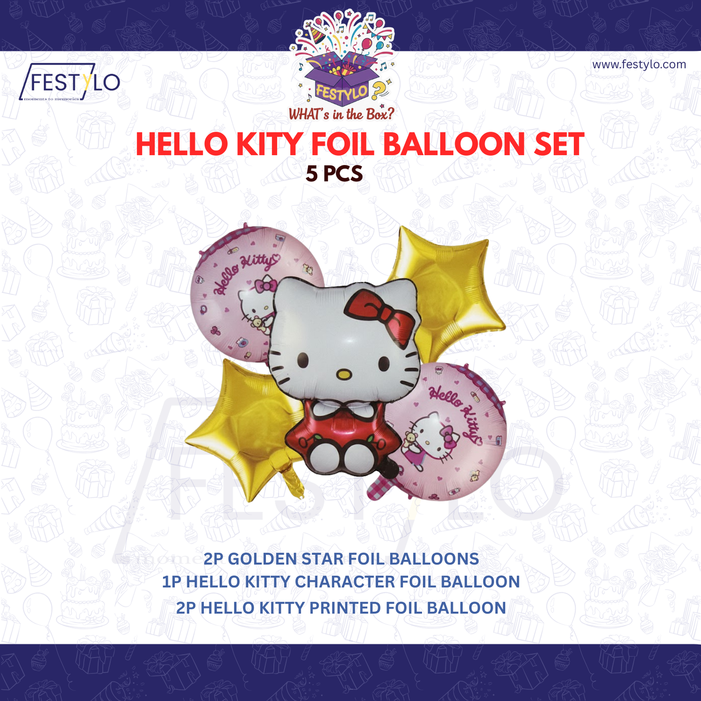 Hello Kitty Birthday  5 pcs Foil Balloons
