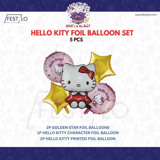 Hello Kitty Birthday  5 pcs Foil Balloons