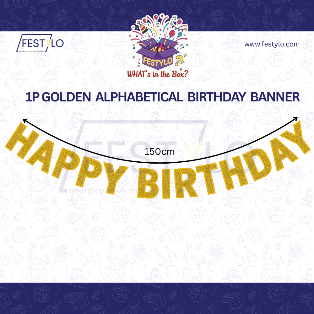 Golden Alphabet Birthday Banner
