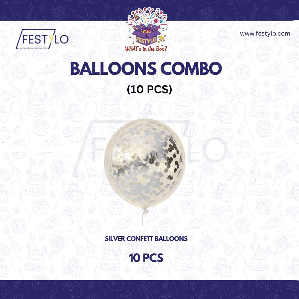 Silver Confetti Party Balloon Pack (10 pcs)