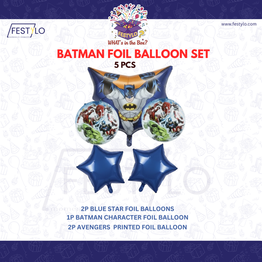 Superhero Theme Birthday 5 pcs Foil Balloons