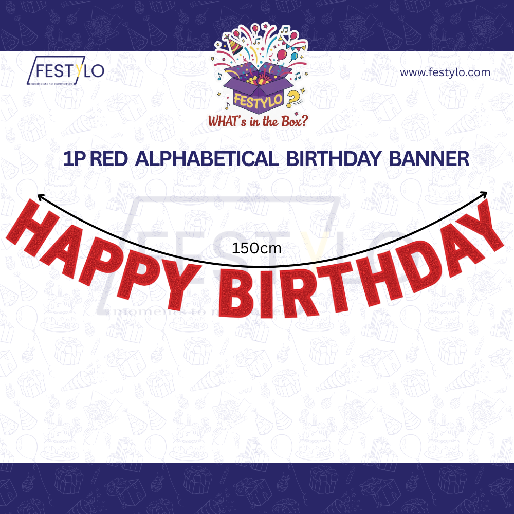 Red Alphabetical Birthday Banner