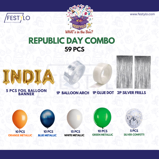 India Tricolor Republic Day Decor (59 pcs)