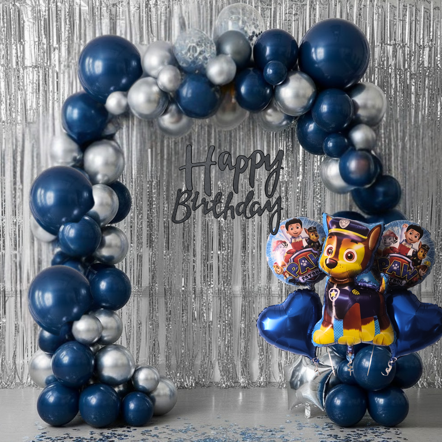 Paw Patrol Blue Silver Birthday Combo (40 Pcs)