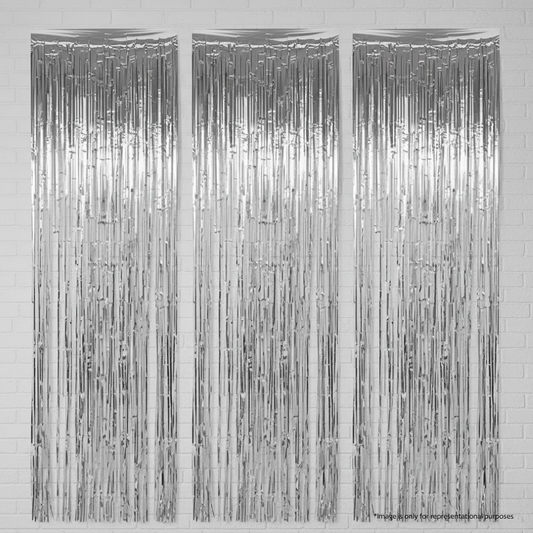 Silver Foil Fringe Curtain Set (3 pcs)