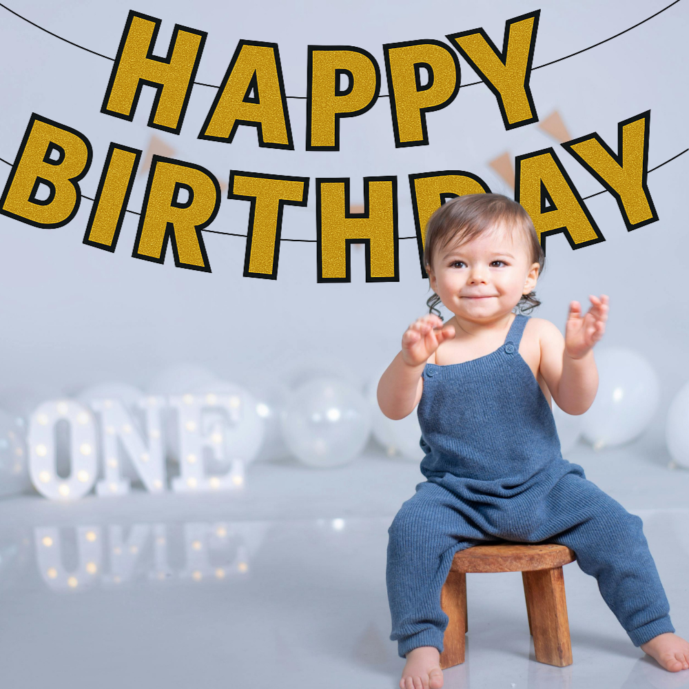 Golden Black Birthday Banner