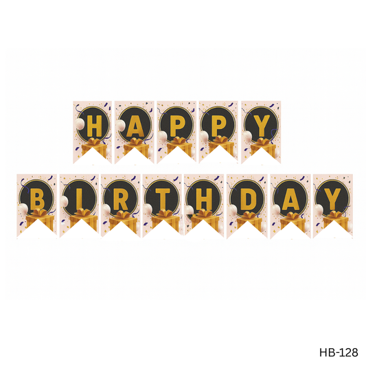 Golden Gift Theme Birthday Banner