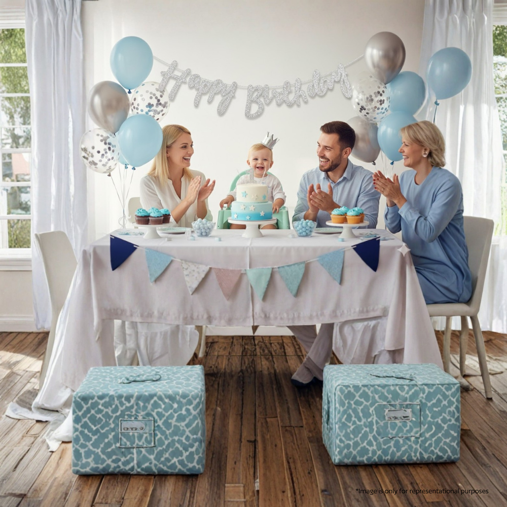 Silver Cursive Birthday Party Banner