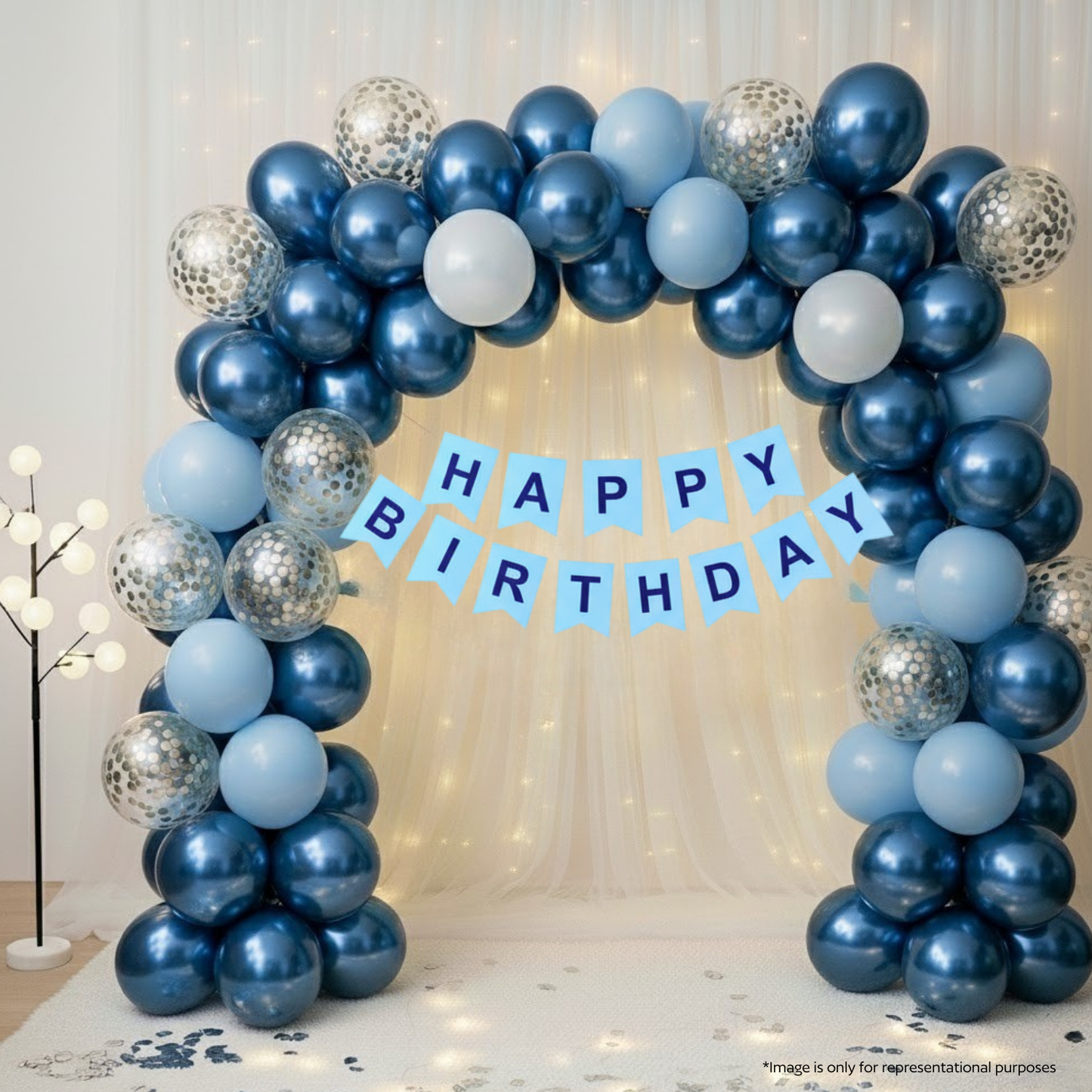 Blue & Silver Theme Birthday Combo (50 pcs)