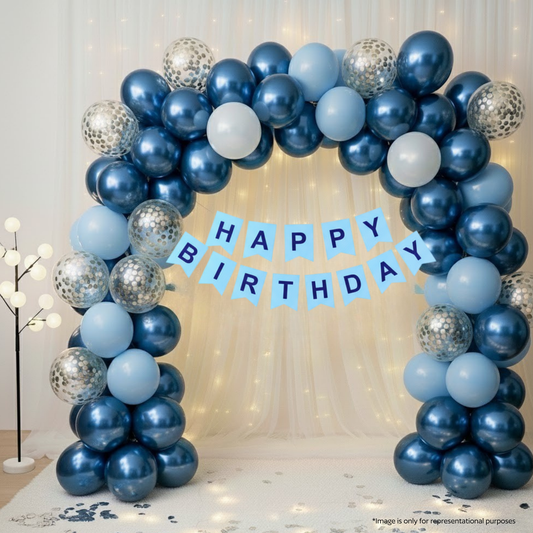 Blue & Silver Theme Birthday Combo (50 pcs)