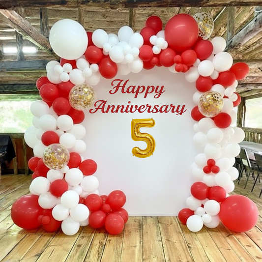 5th Anniversary Combo Decoration Kit (49 Pcs) – Red, White & Gold Theme