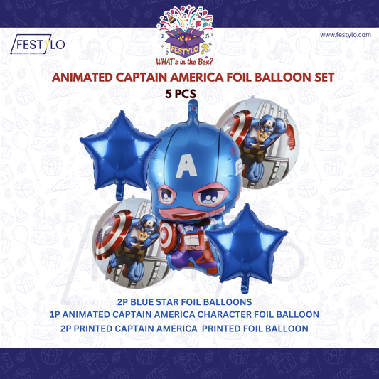 Captain America Superhero 5 pcs Foil Balloons