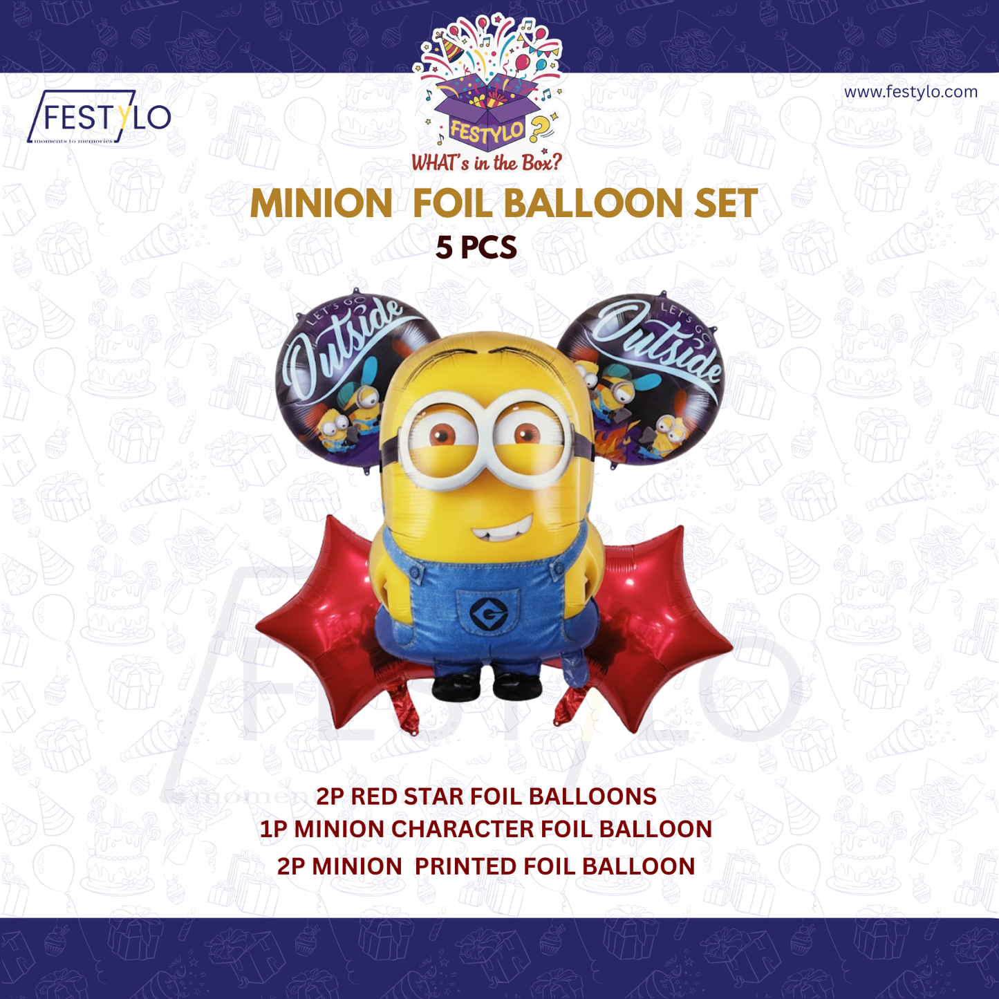 Minion Theme Birthday 5 pcs Foil Balloons
