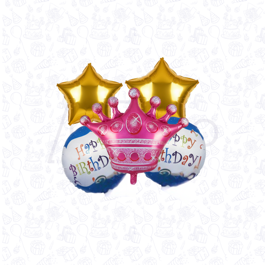 Princess Crown Birthday 5 pcs Foil Balloons