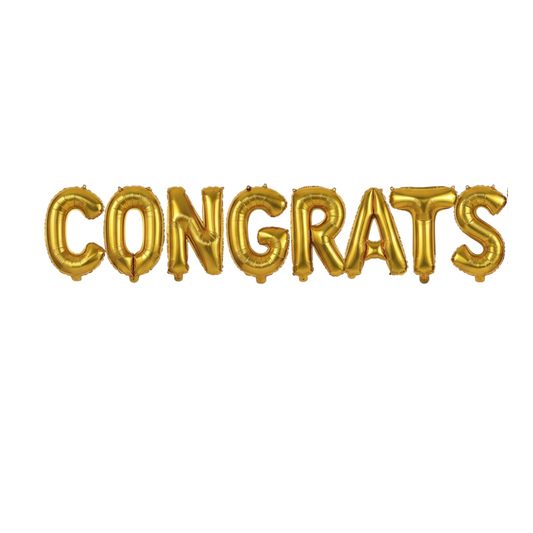 Gold Congrats Foil Balloon Banner (8 pcs)