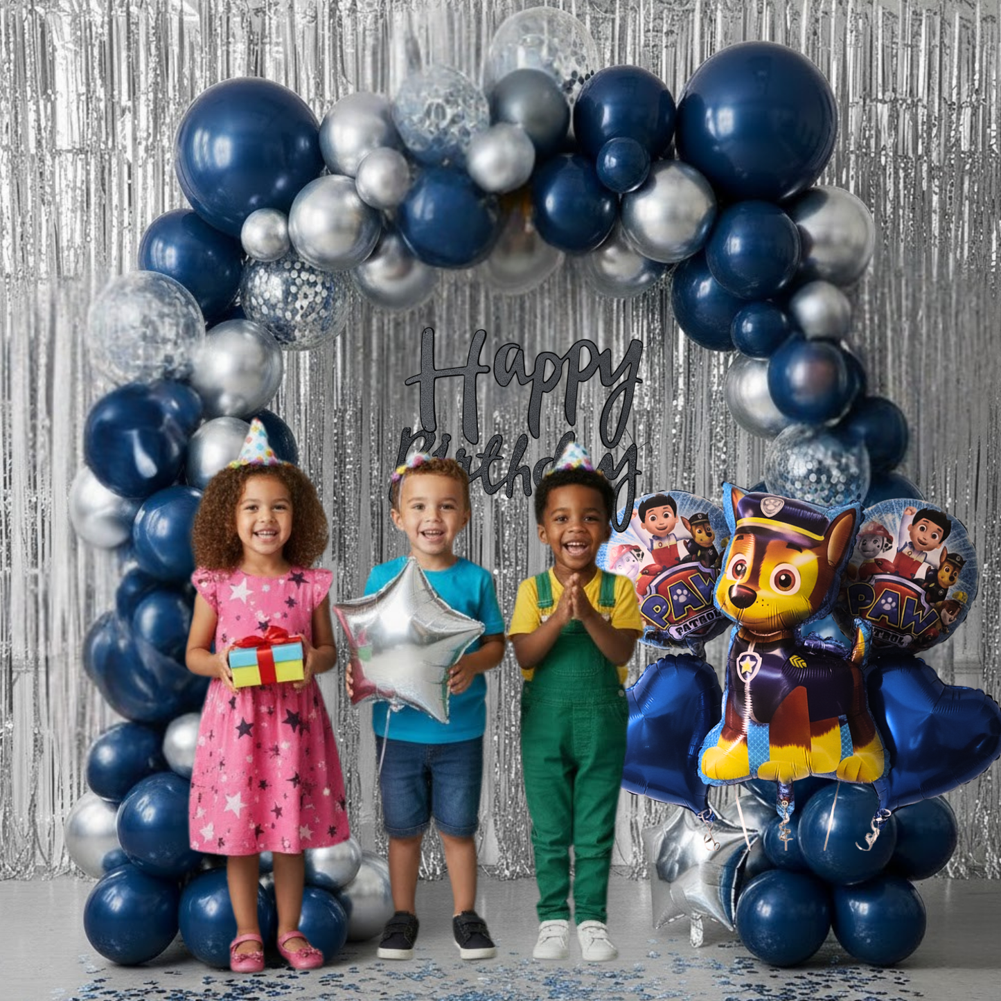 Paw Patrol Blue Silver Birthday Combo (40 Pcs)