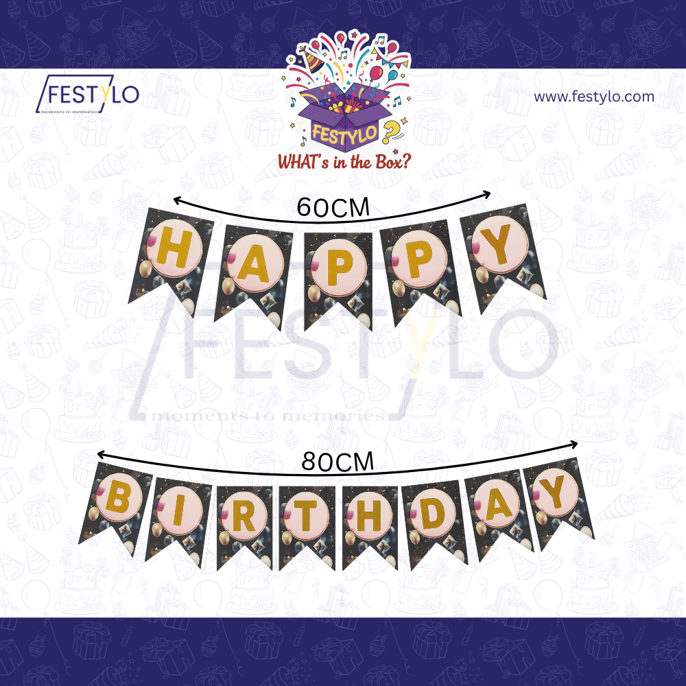 Black Gold Birthday Banner