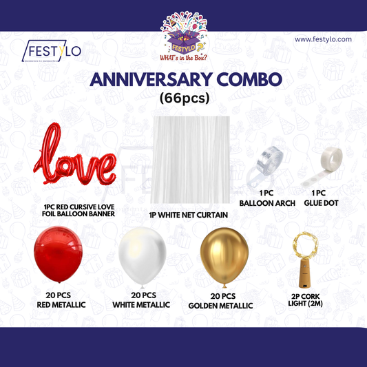 Red Gold Love Decoration Combo (66 pcs)