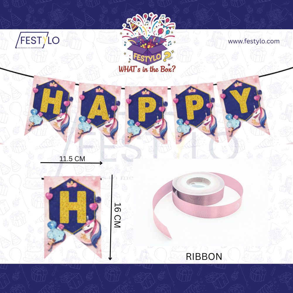 Unicorn Birthday Banner Decoration Set
