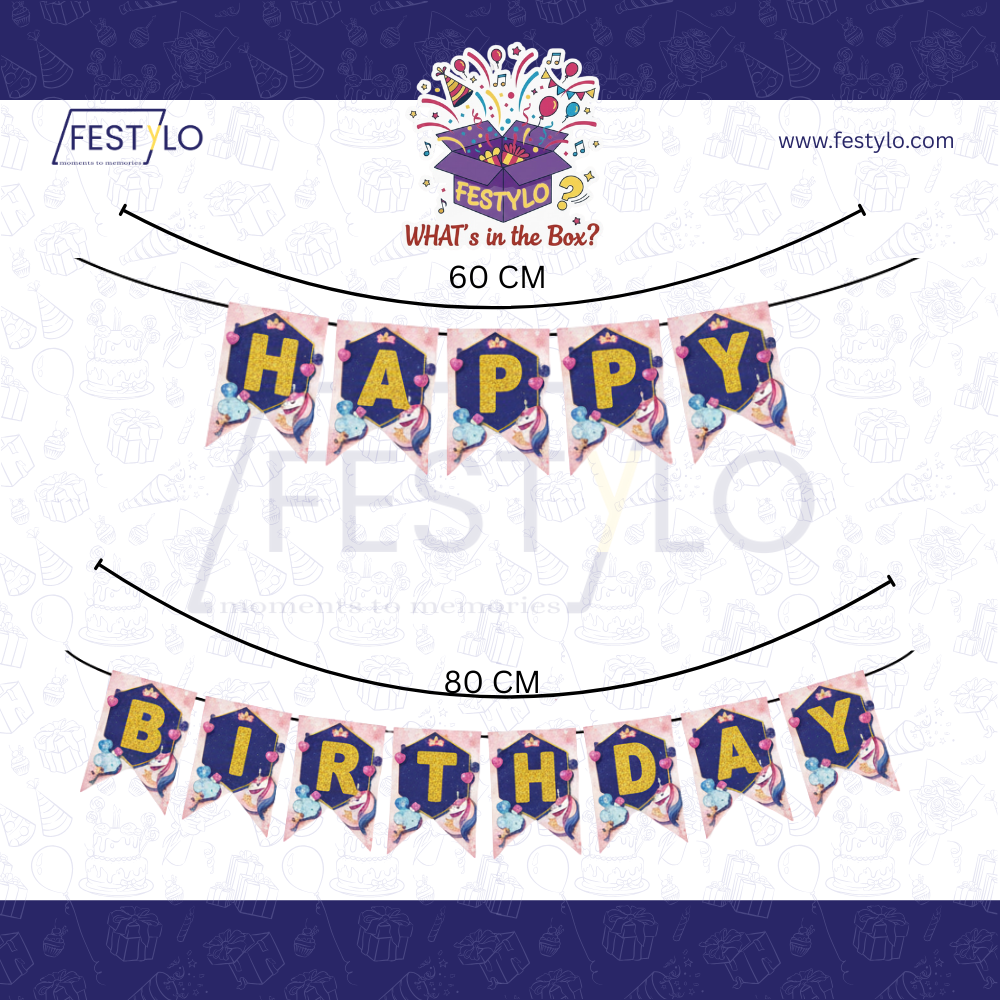 Unicorn Birthday Banner Decoration Set