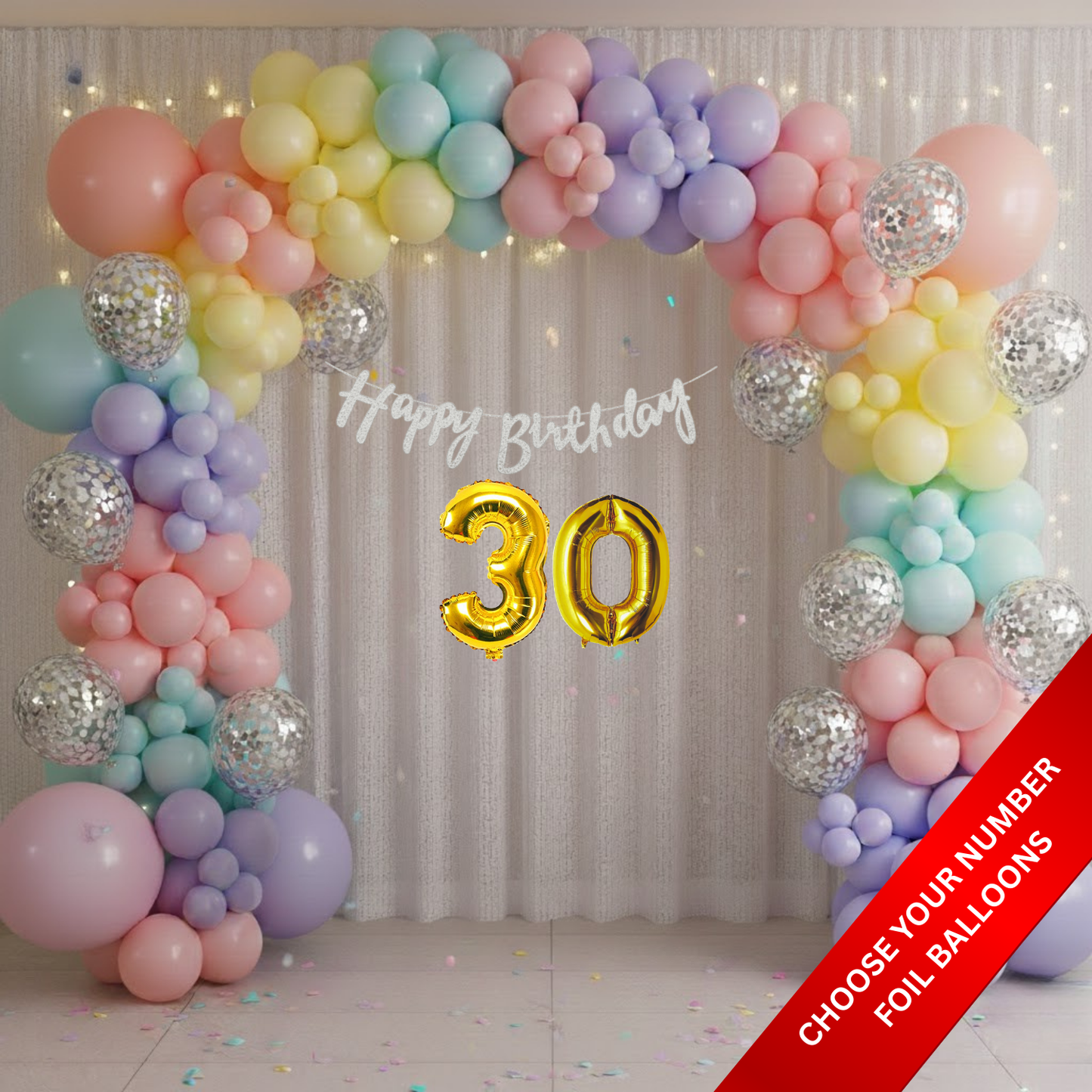 Pastel Theme Birthday Combo Kit with Silver banner