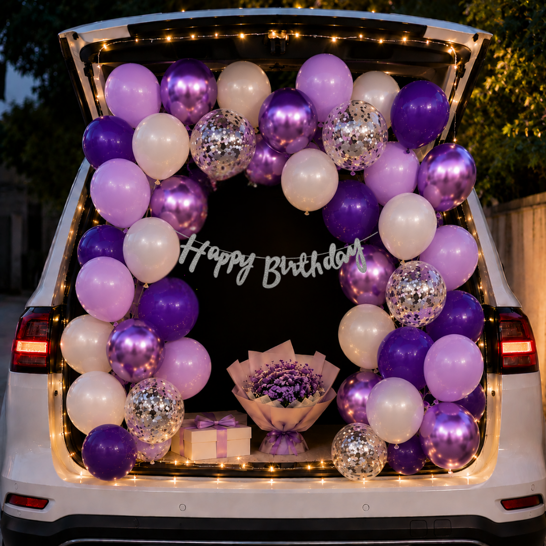 Car Birthday Decoration Combo – 29 Pcs | Purple Theme