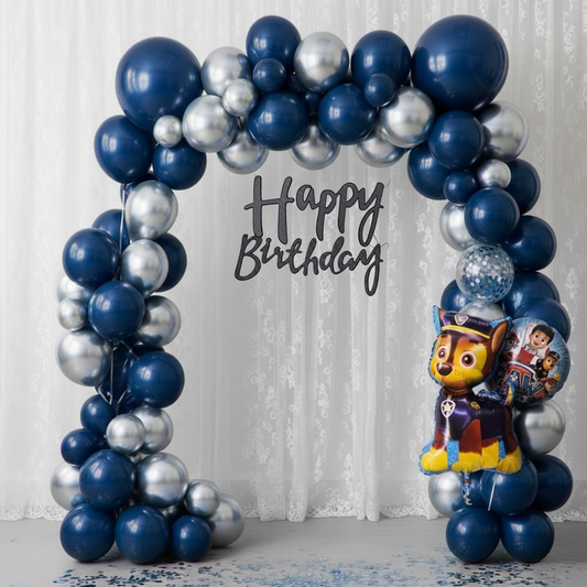 Paw Patrol Blue & Silver Birthday Decoration Combo Kit