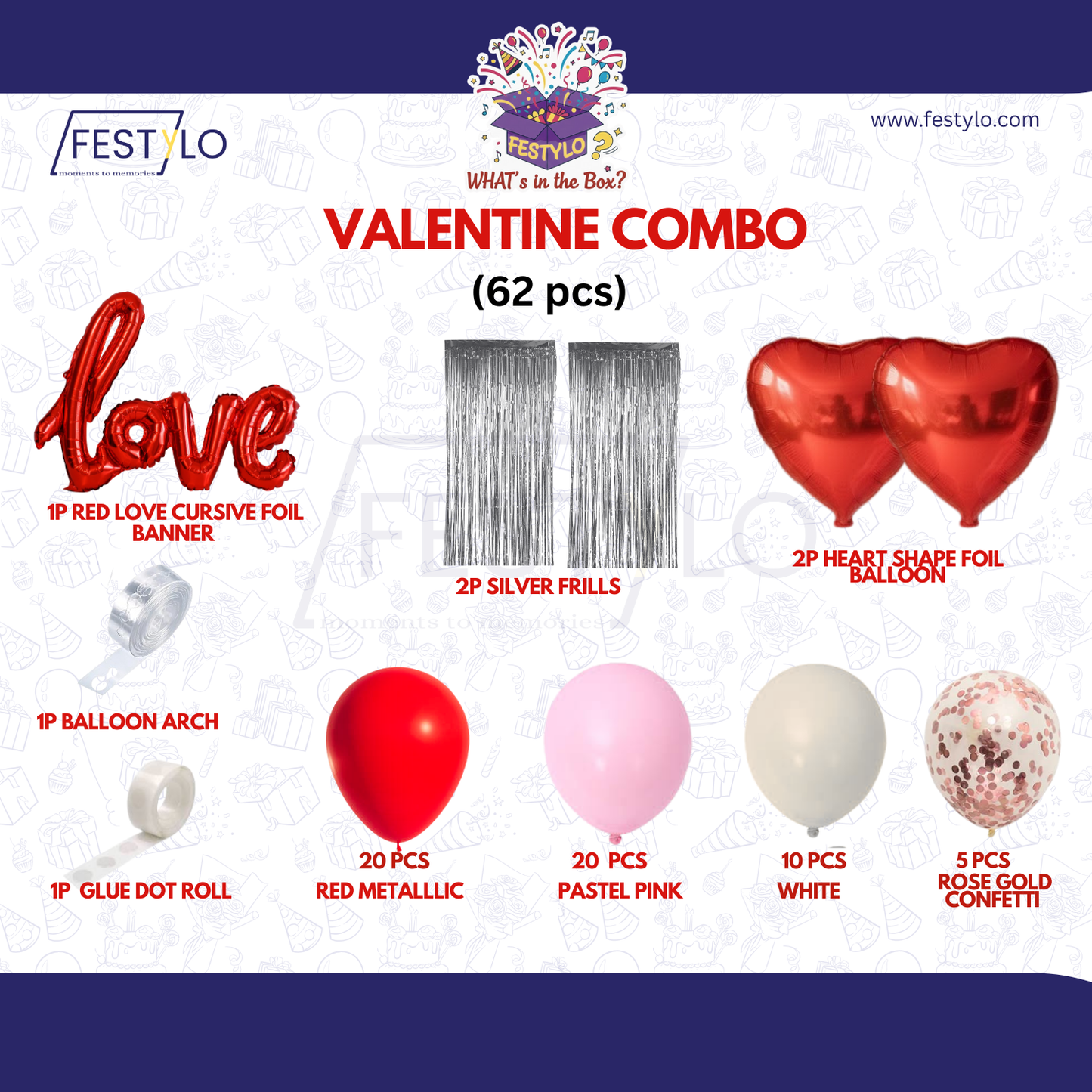 Love Theme Anniversary & Valentine Decoration Set | 62 Pcs Romantic Room Decoration