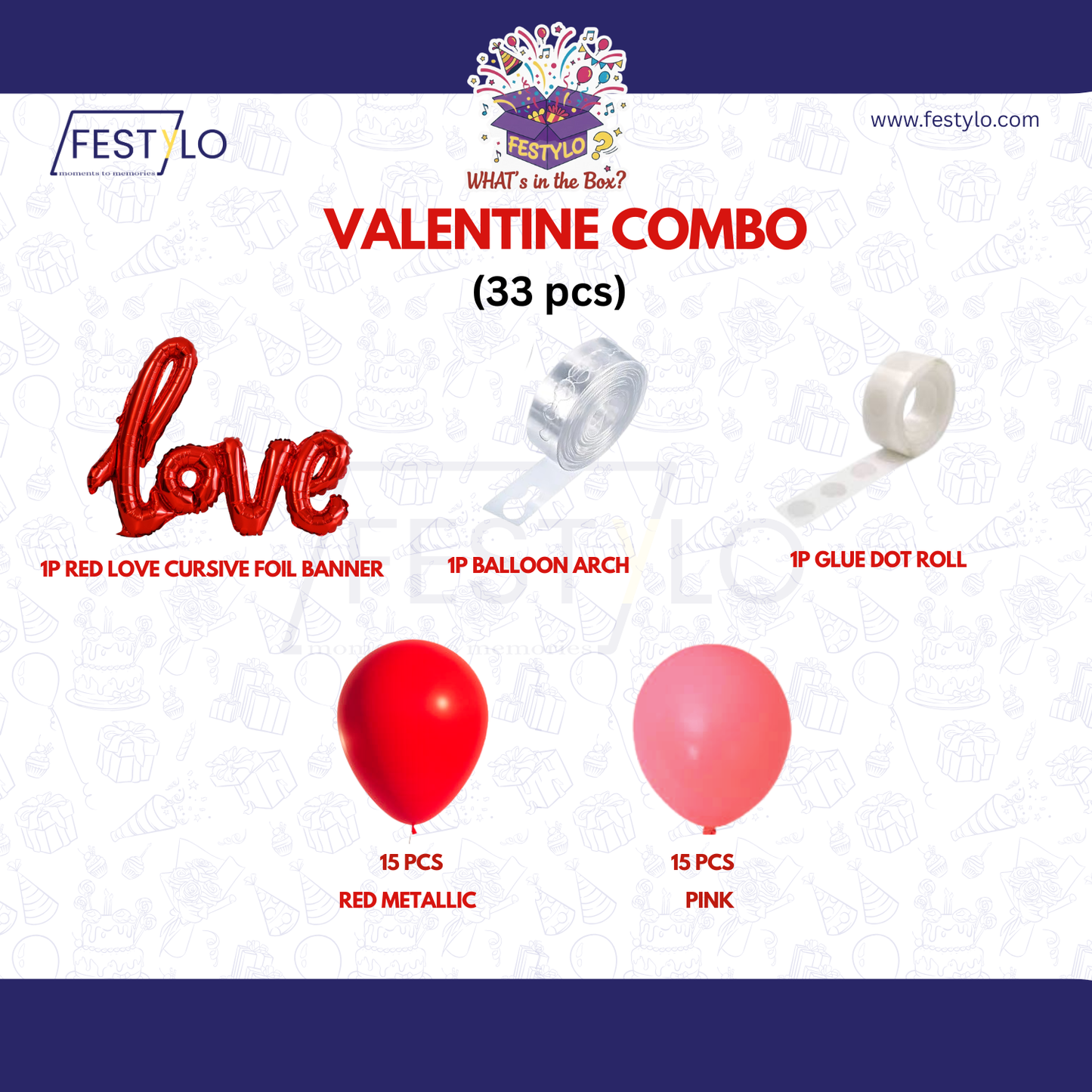 Metallic Valentine Balloon Decor Kit (33 pcs)