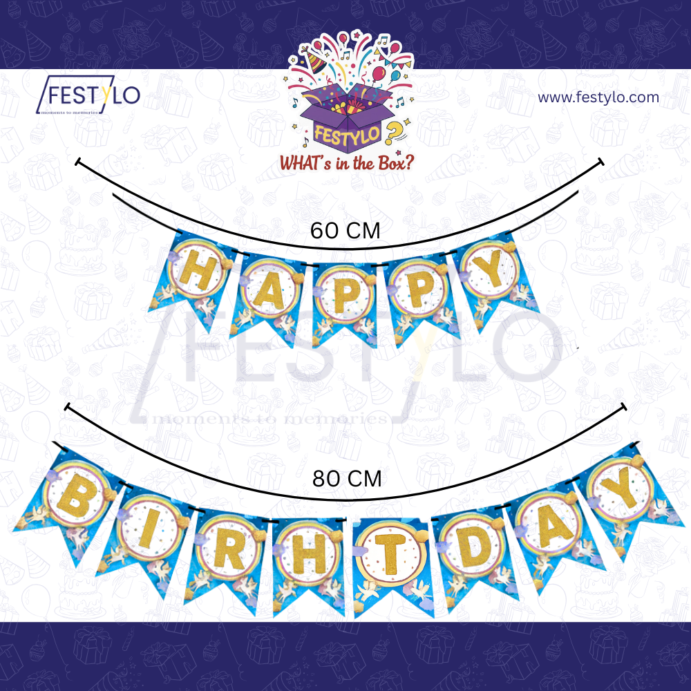 Blue Happy Birthday Banner Set