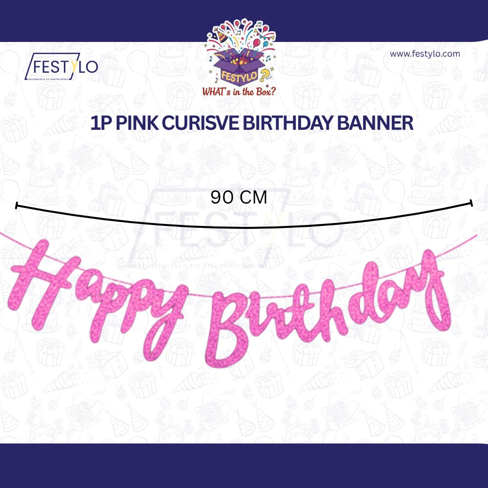 Pink Theme Birthday Decoration Combo – 59 Pcs