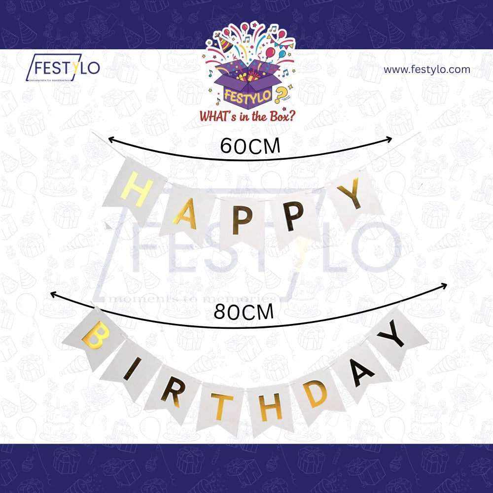 Car Birthday Decoration Combo – 29 Pcs | White & Silver